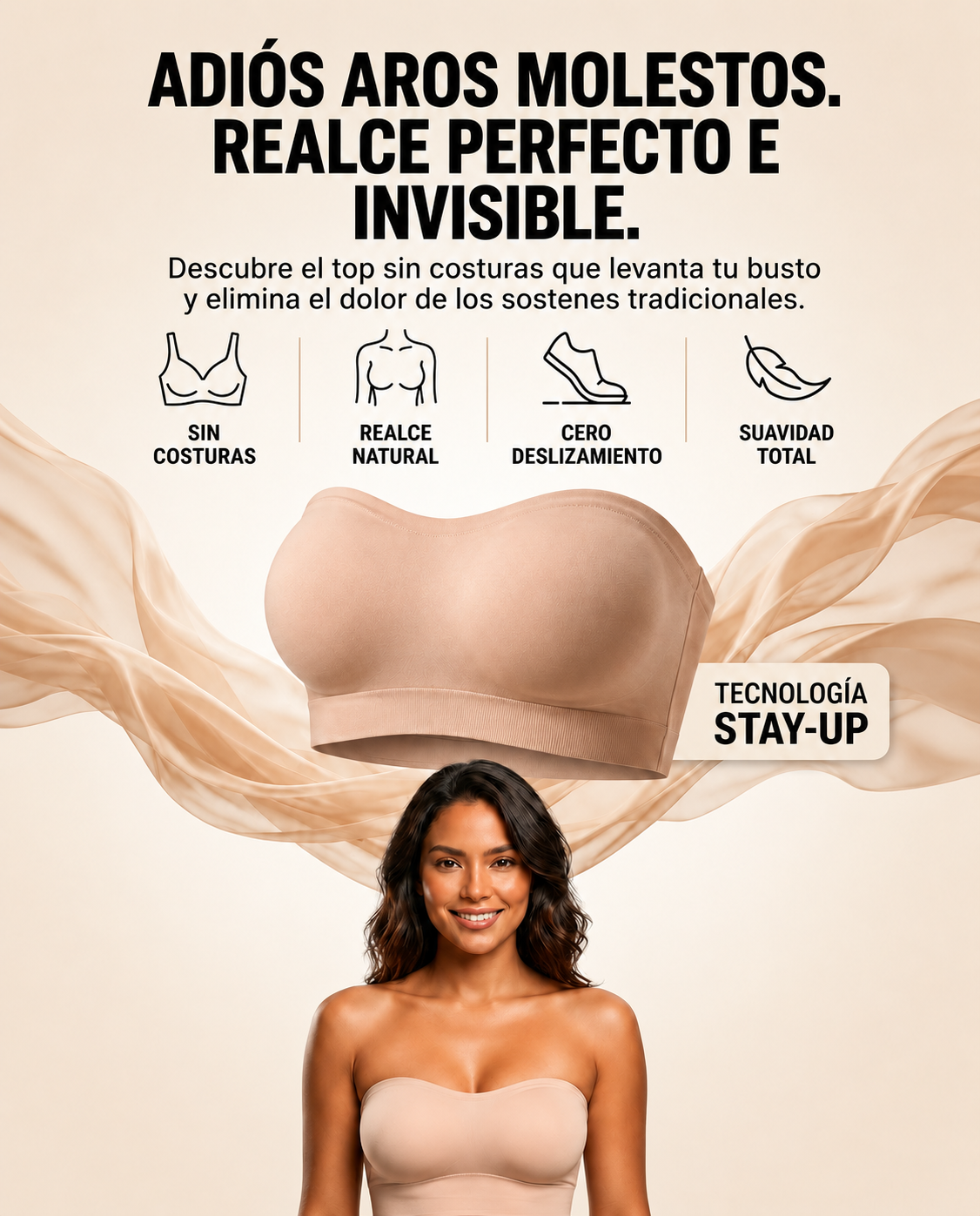 El DUO de Top Bandeau InvisiLift™: Cero Aros, Soporte Total y Realce Natural